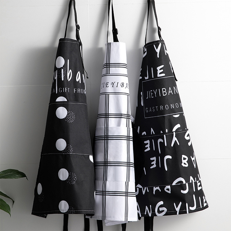 

Black and white apron kitchen waterproof oil proof women's fashion men's work clothes restaurant milk shop can wipe hands