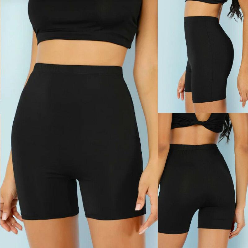 

Womens Stretch Biker Bike Shorts Workout Spandex Leggings Knee Length  M L XL, Black