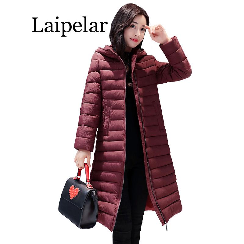

Laipelar New Warm Down Jackets Womens Winter Long Quilted Black Hooded Coat Jacket 2019 Parkas For Women