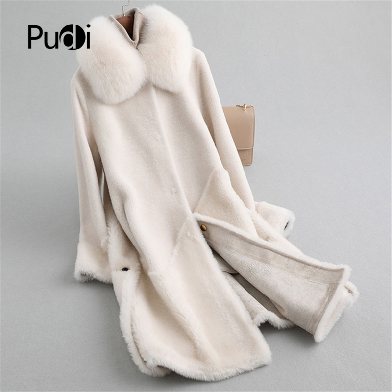 

Aorice A19028 lady 100% wool fur coat jacket with real fur collar over size parka women winter warm genuine coat, Beige