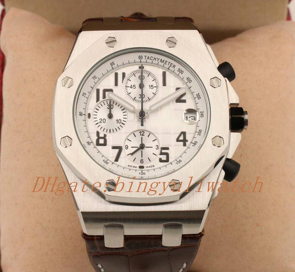 

Luxury Factory free shipping luxury brand limited sapphire white crystal gift quartz chronograph high quailty leather belt men's watch, 01