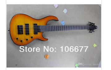 

Free shipping !! 2013 New Arrival High Quality 5 Strings Active Bass Guitar Orange Water Ripple In Stoc