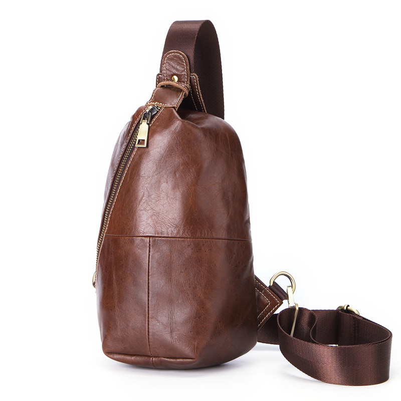 

Fashion Genuine Leather Men's Bag Unisex Cow Leather Chest Bag Leisure Cylinder Men's Luxury Shoulder Crossbody, Black