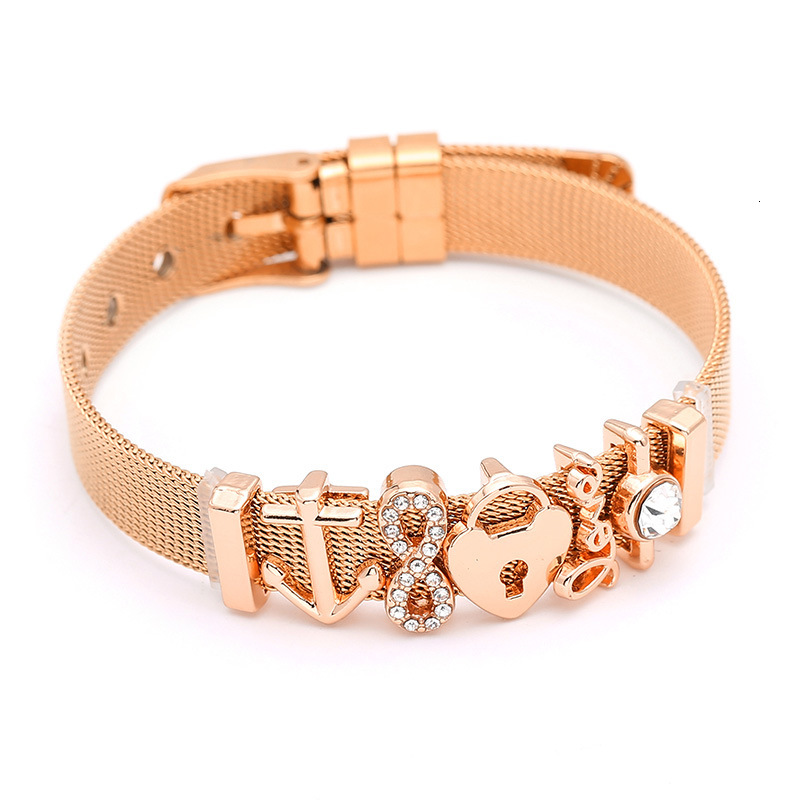 

Charm Stainless Steel Bracelet Trend Diy Diamond Letter A String Of Beads Bracelet Send Friend Gift