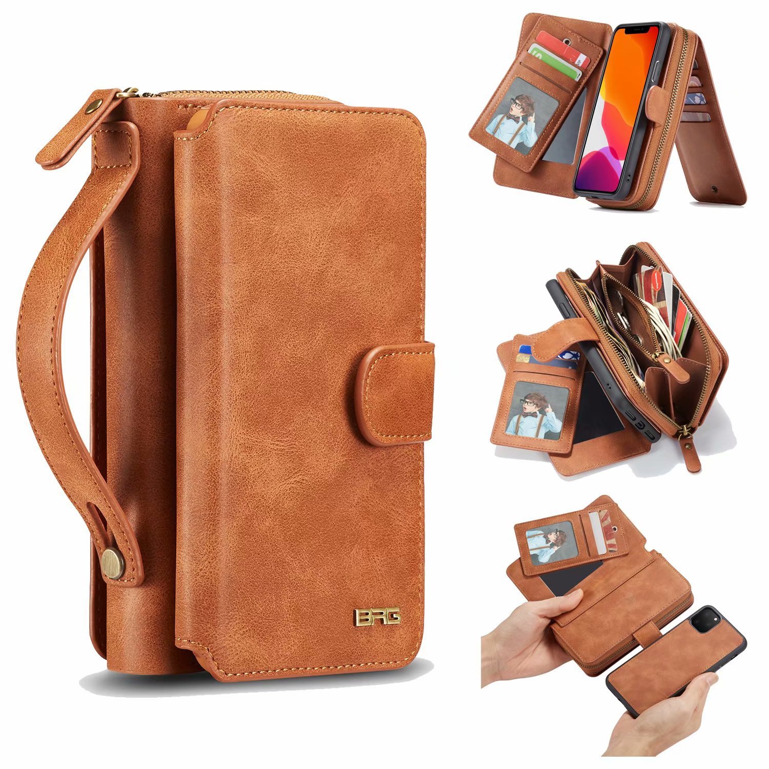 

Wallet Case for Samsung Galaxy S10 Zipper Magnetic Phone Case Folio Flip Cover for Samsung Note 10 Plus iphone11 pro XS MAX pro XR
