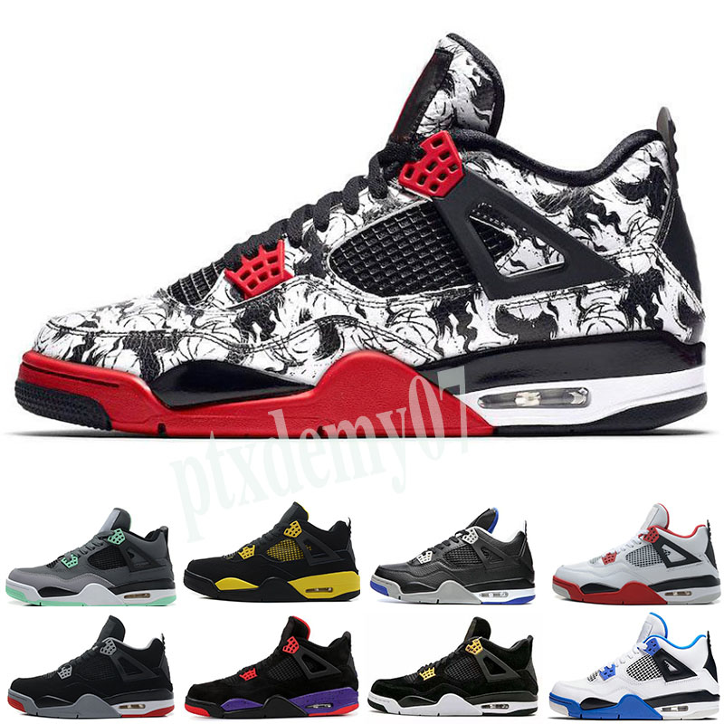 

2019 Bred 4 4s shoes men mens laser black gum thunder royalty tattoo hot lava rapotors sneakers Pure money trainers P07, Black;brown