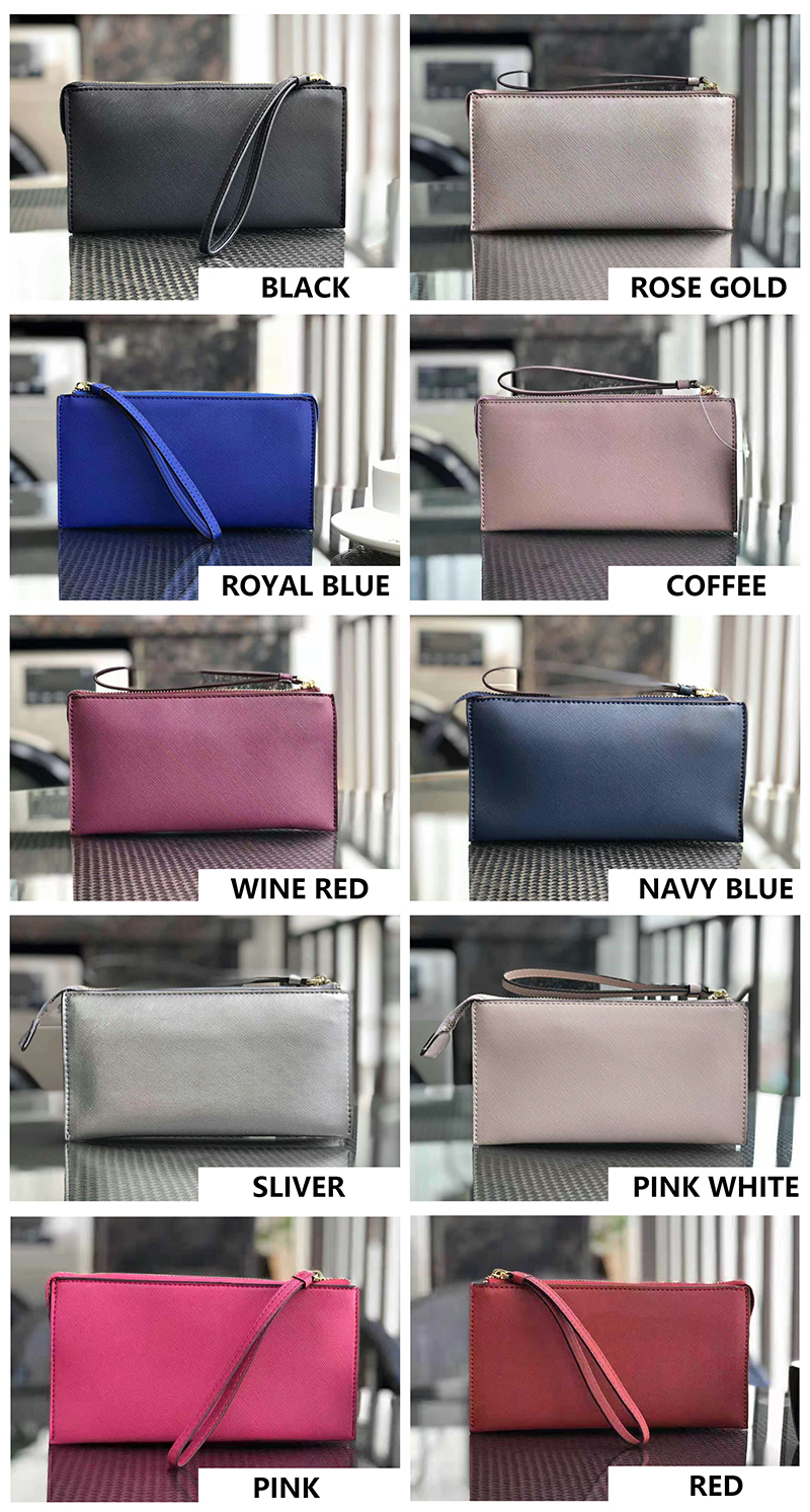 

brand designer wallets wristlets Clutch Bags card holder Fashion Bags olders women 10 colors wristlet strap, Red