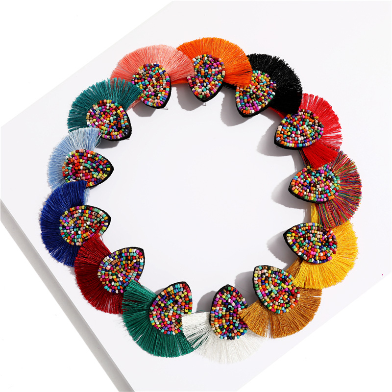 

13 Styles Bohemian Beaded Tassel Earrings Handmade Fan Shape Earrings Statement Jewelry Women Girls Christmas Gift