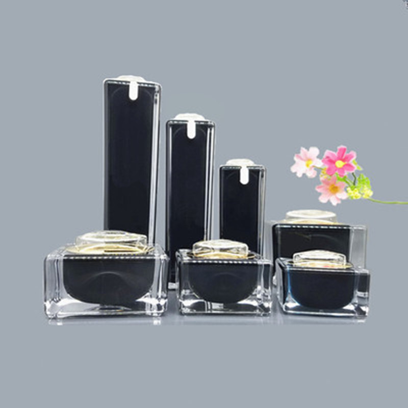 

Square Exquisite Crystal Empty Bottle Emulsion Press Bottle Cosmetics Containers Cream Jar Skin Care Bottling Set Box 5Pcs/Lot