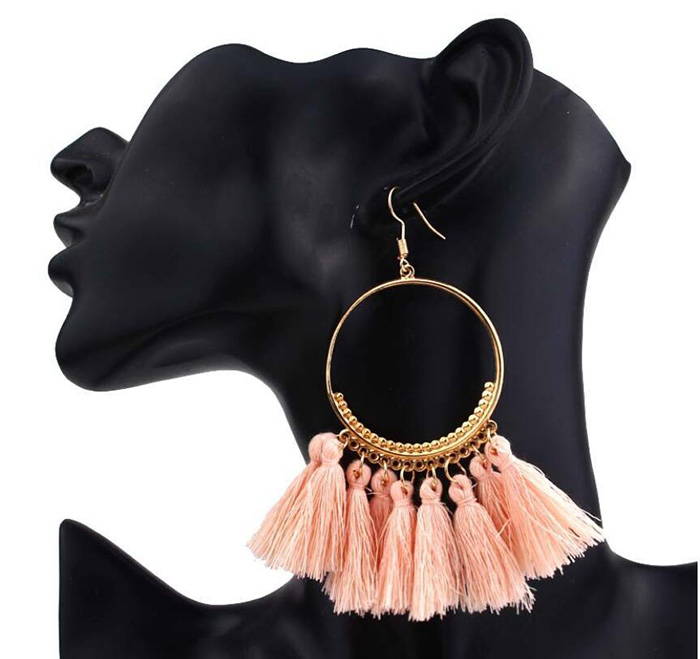 

Trendy Ethnic Bohemian Tassel Earrings Chandelier For Women Handmade Jewelry Colorful Big Hoop Statement Chandeliers