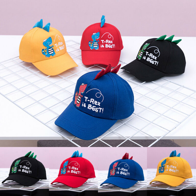 

Visors Fashion Boys Dinosaur Toddler Kids Baby Girl Children Baseball Cap Unisex Embroidery Snapback Hat, Black