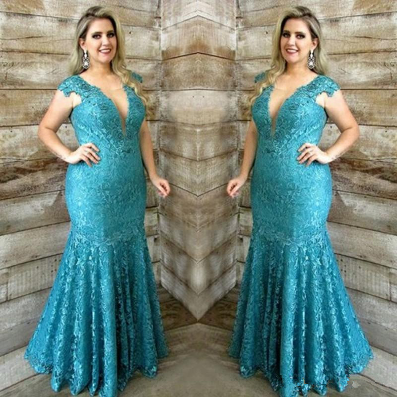 

Elegant Lace Mother Of The Bride Dresses 2020 Plus Size Short Sleeve Deep V Neck Mermaid Wedding Party Formal Evening Dress, Black;red