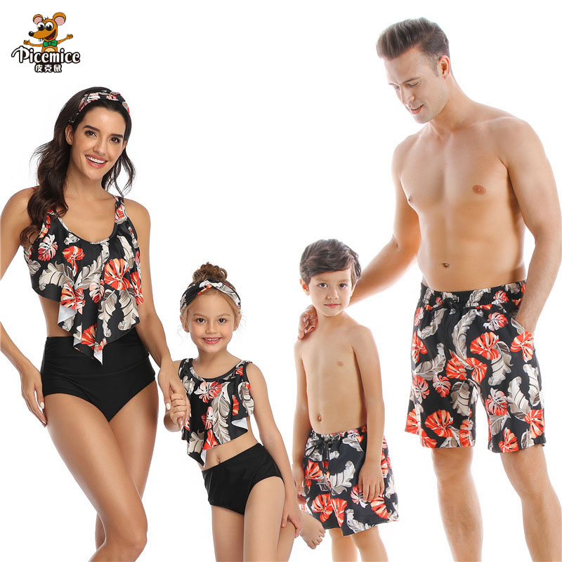

Palm Tree Print Swimsuit 2020 Family Matching Swimwear For Mother Daughter Mommy And Me Bikini Clothes Baby Dad Son Bathing Suit, Girl swimwear 152
