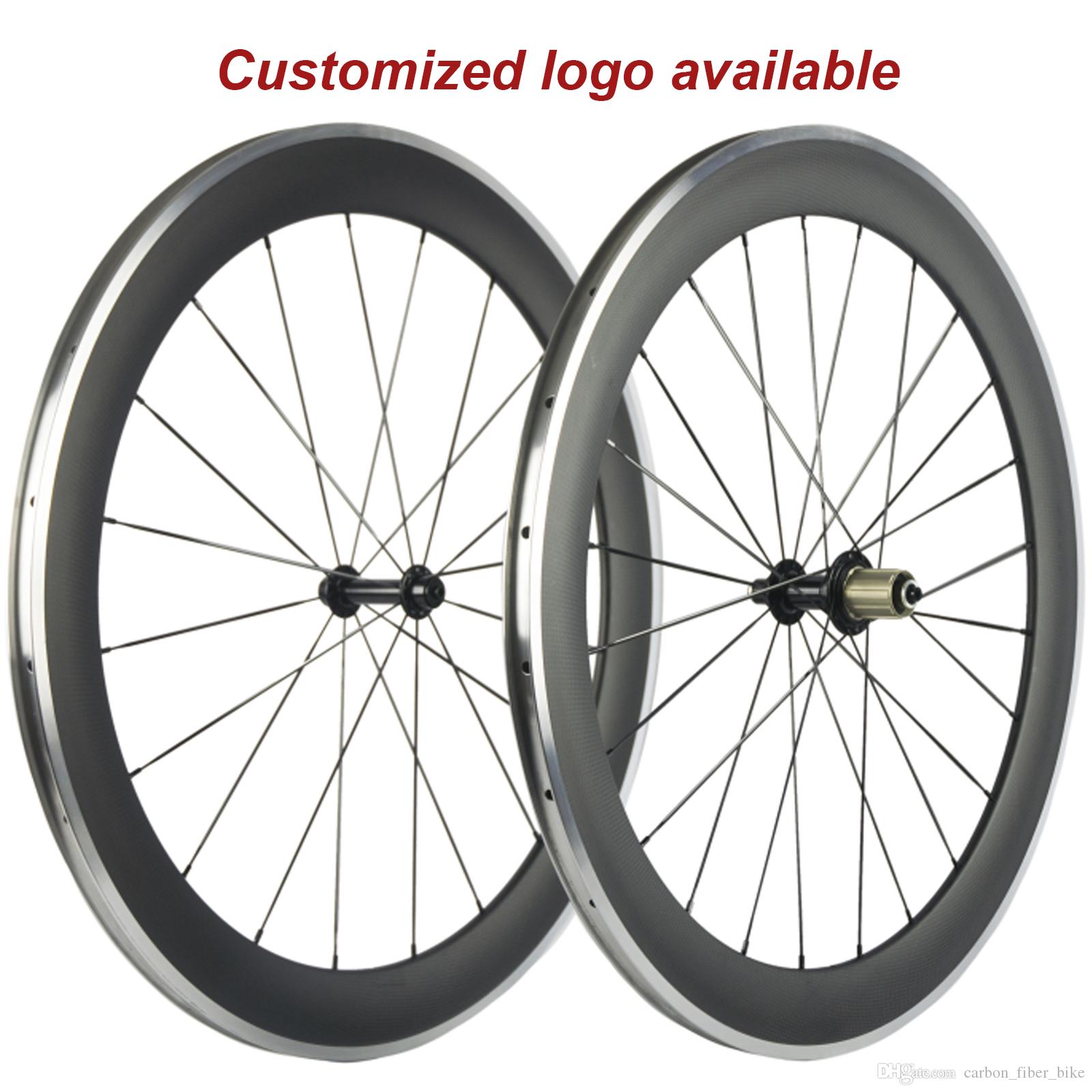 

A pair 60mm clincher 23mm width alloy brake carbon wheelset 3k matte with aluminum surface brake with R13 hub