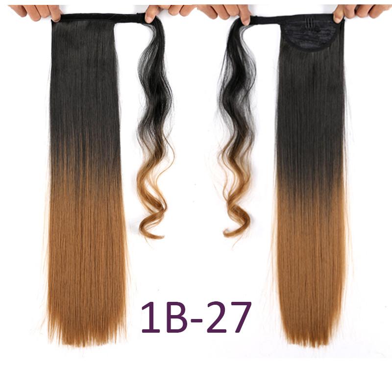 

Shang Hair Straight Clip In ponytail False Hair 17" Ponytail Hairpiece With Hairpins Synthetic Pony Tail Hair Extensions 110g/pc For Women, 1b-27