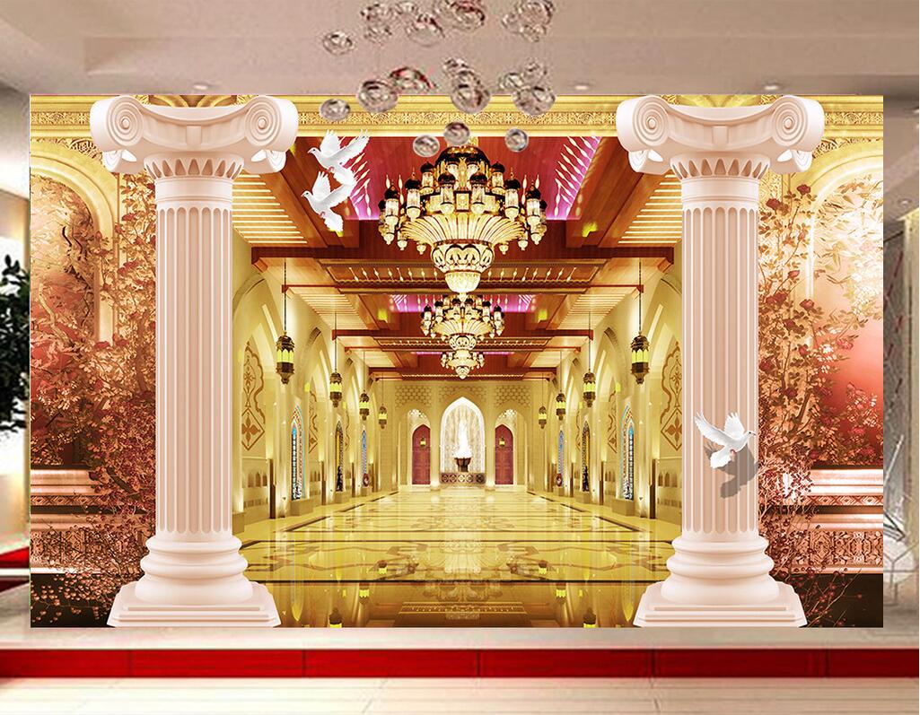 

WDBH custom photo 3d wallpaper Roman pillar lobby corridor background painting living room Home decor 3d wall murals wallpaper for walls 3 d, Non-woven