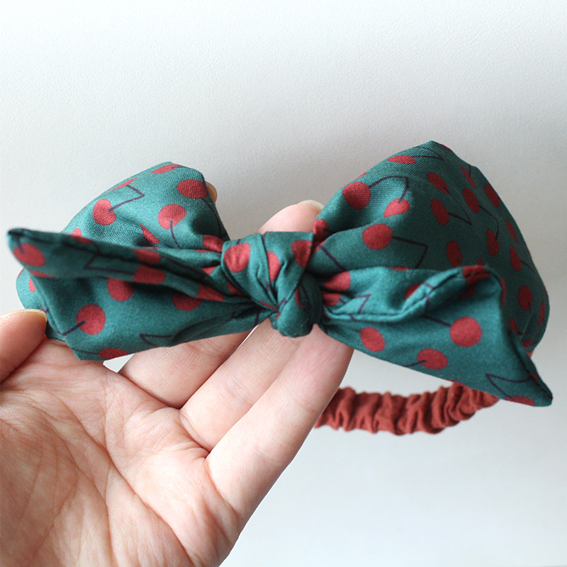 

2020 Korean New Arrrival Cherry Printed Kids Elastic Headbands Good Quality Bowknot Hair Ears Shape Hairband Girls Bands, Red bands