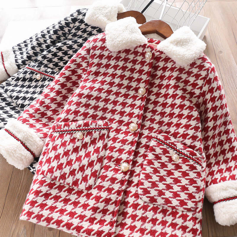 

Girl's Coat Lapel Cotton-padded Children's Clothing Wholesale, Black