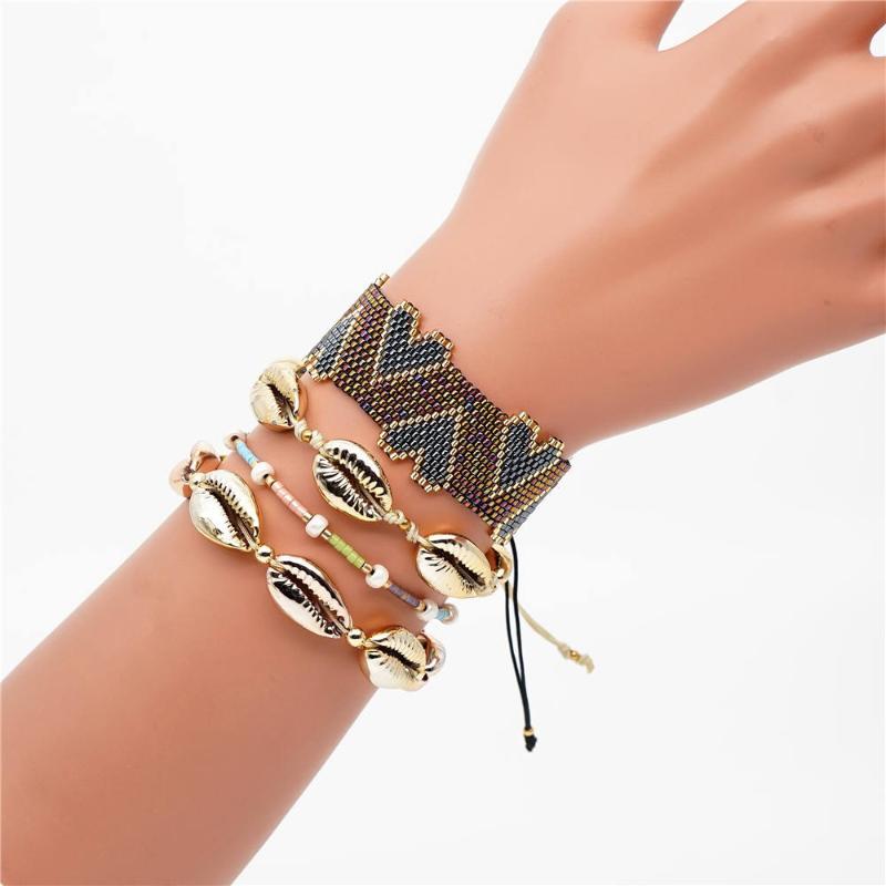 

ZHONGVI Puka Shell Bracelet Women Summer Beach Bracelets Jewelry Bohemian Fashion Heart Pulseras Mujer Gold Plate Natural Shell