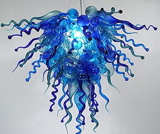 

Lamps Modern Blue and Green Stained Chandeliers LED Bulbs Fashion Artistic Hand Blown Glass Chandelier Lighting