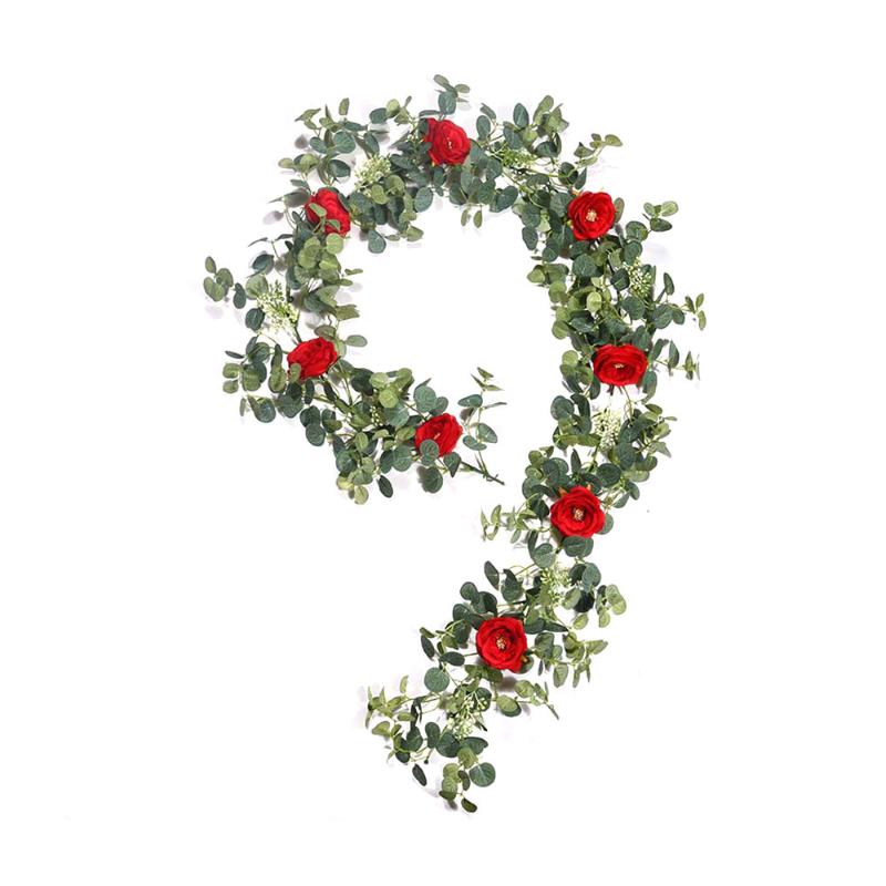 

Artificial rose vine hanging flowers for wall decoration rattan fake plants leaves garland romantic wedding home decoration M12, As shown