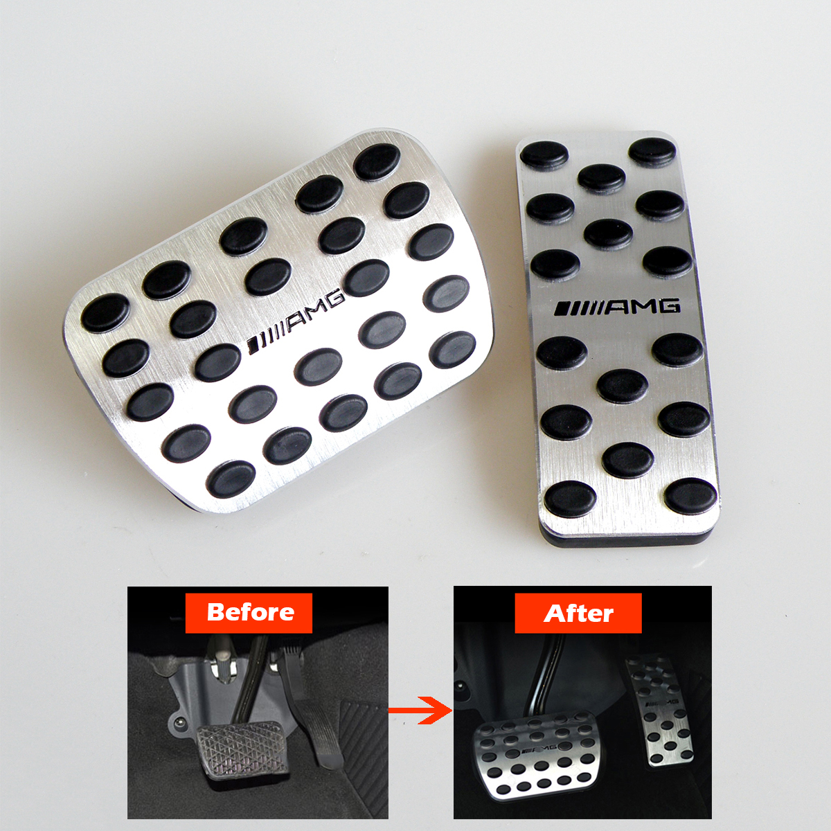 No Drill Gas Accelerator Brake Pedal Cover for Mercedes Benz A B R ML GL GLS GLE GLA CLASS Aluminum Alloy Gas Brake Pedal-image-477512665