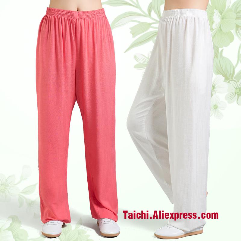 

Linen Tai Chi Pants Wu Shu Pants ,Yoga 9 color,S-XXXL, Black