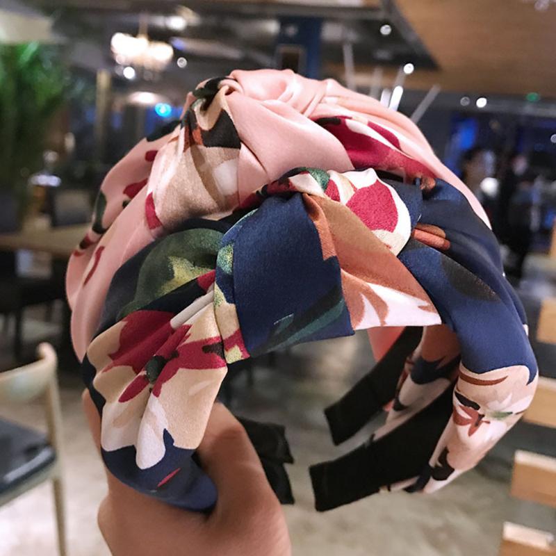

1Piece Fashion Baby Girl/Adult Women Bohemian Flower Print Knot Hairbands Vintage Wide Bowknot Hair Accessories Dropshipping