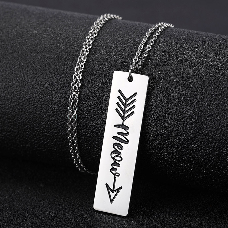 

Chains My Shape Engraved Meow Woof Dance Tag Necklace Stainless Steel Name Neckace