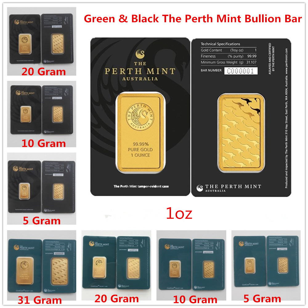 

5102031Gram The Perth Mint Bullion Bar Australia Bar Green black Blister Quality Business Gift Home Decorations Metal Crafts5418307