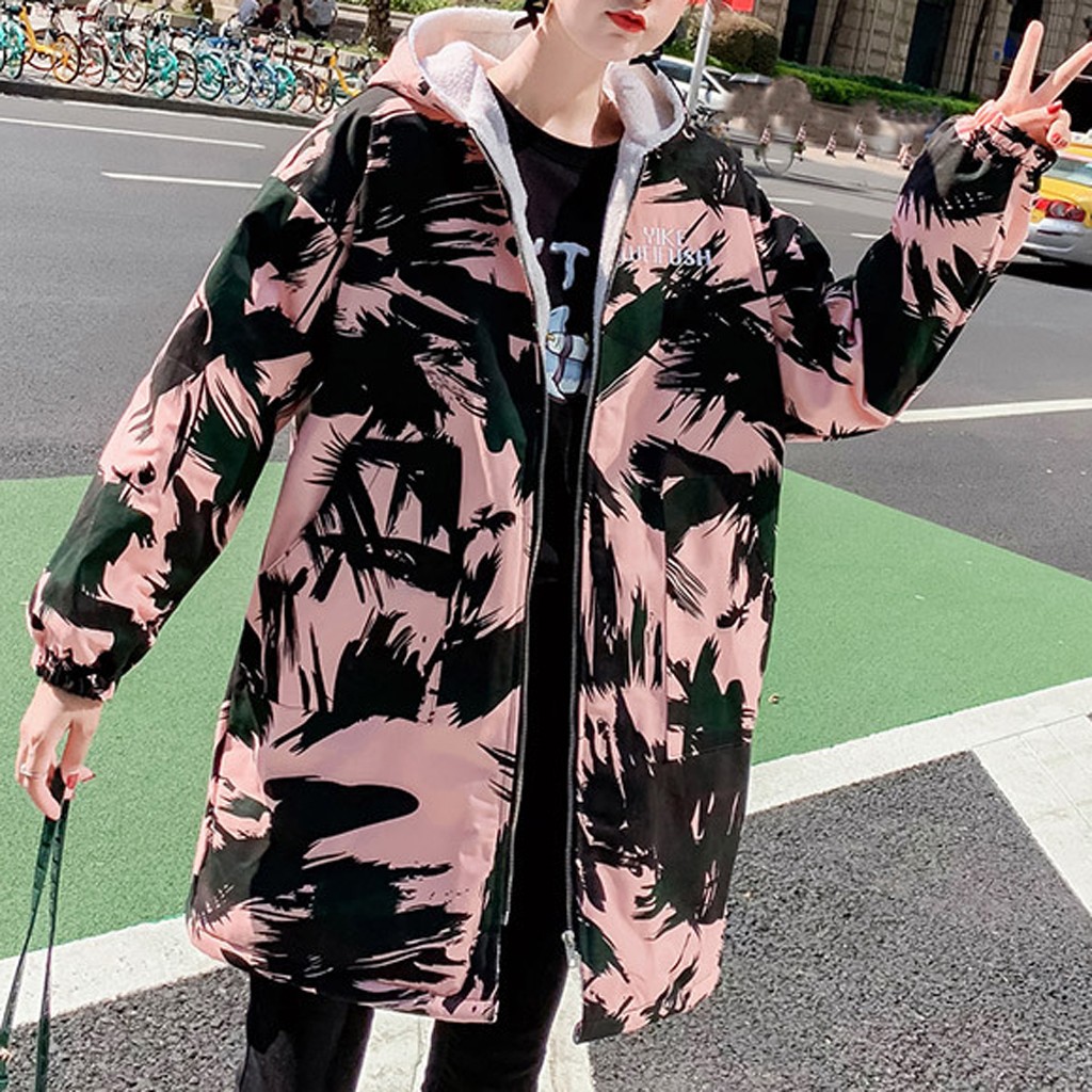 

Fashion Women Oversized Parkas Winter Casual Padded Coats Loose Long Casaco Hooded Outerwear Female Hip Street Coat Printed, Black