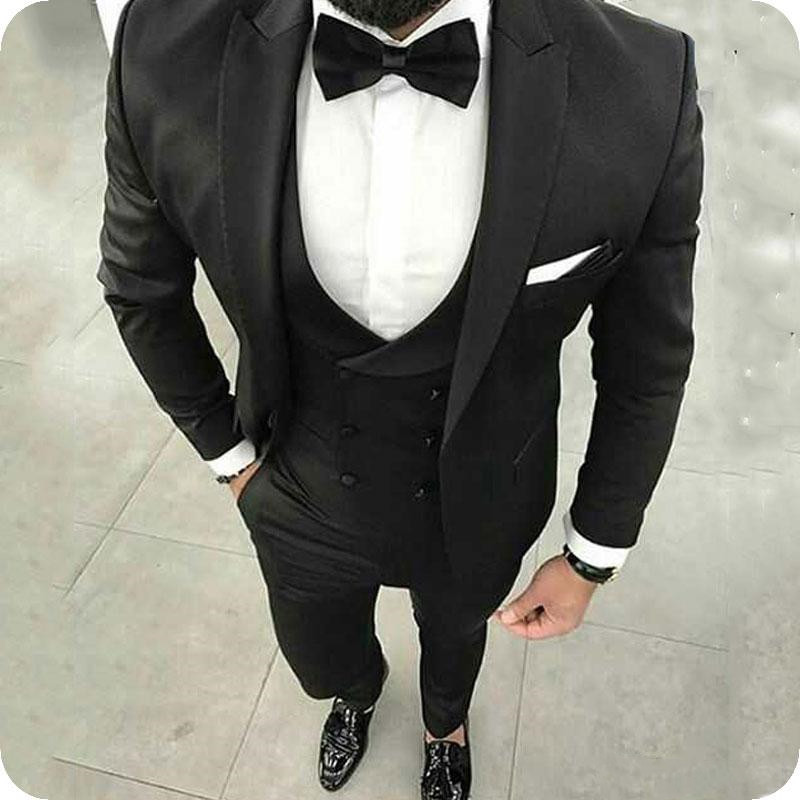 

Handsome Groomsmen Peak Lapel Groom Tuxedos Mens Wedding Dress Man Jacket Blazer Prom Dinner 3 Piece Suit(Jacket+Pants+Tie+Vest) B18, Same as image