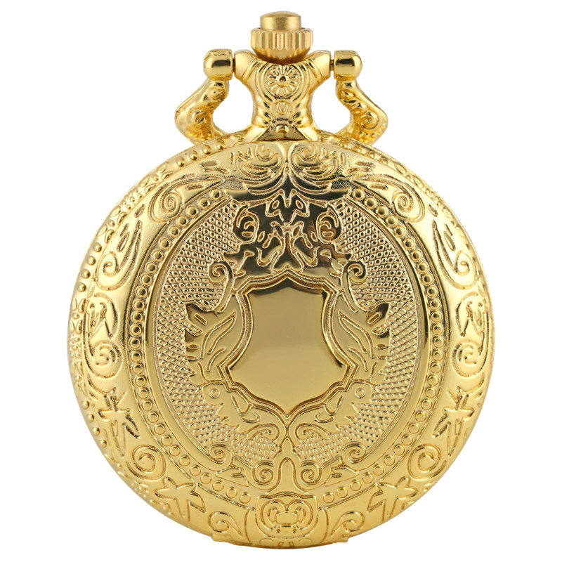 

Vintage Silver Golden Bell Design Round Case Men Women Unisex Quartz Analog Pocket Watch Necklace Chain