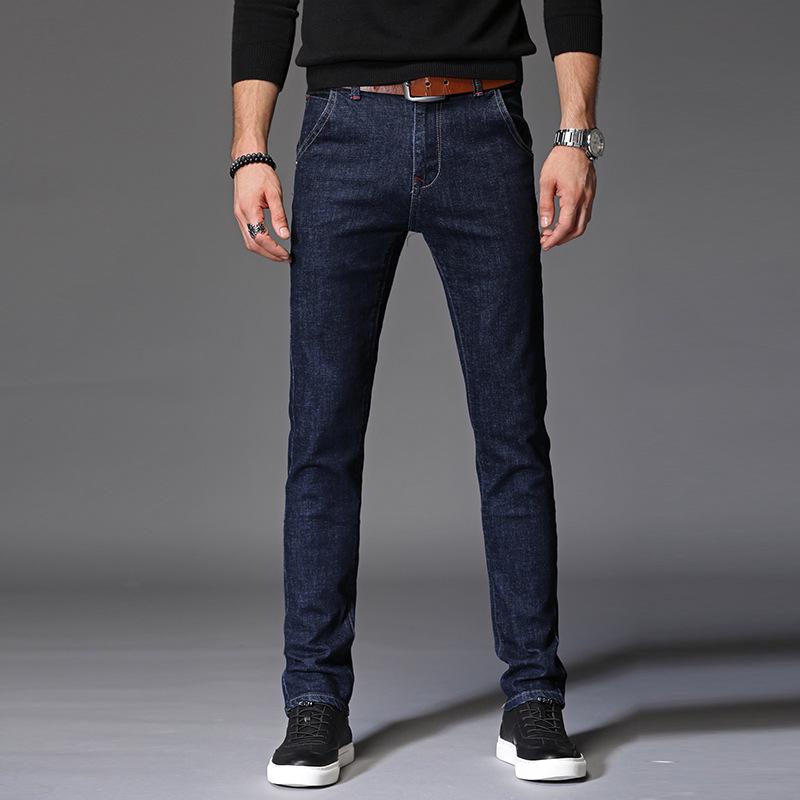 

New Arrivals Men's Stretch Jeans Slim Fit Straight Denim Pants Vintage Trousers, As pic