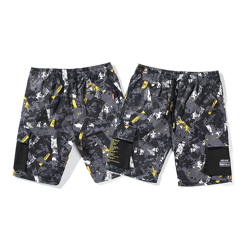 

Summer tooling shorts men's fashion casual camouflage 5 five points sports beach pants men's ins loose mid pants trend size -2XL, Multi