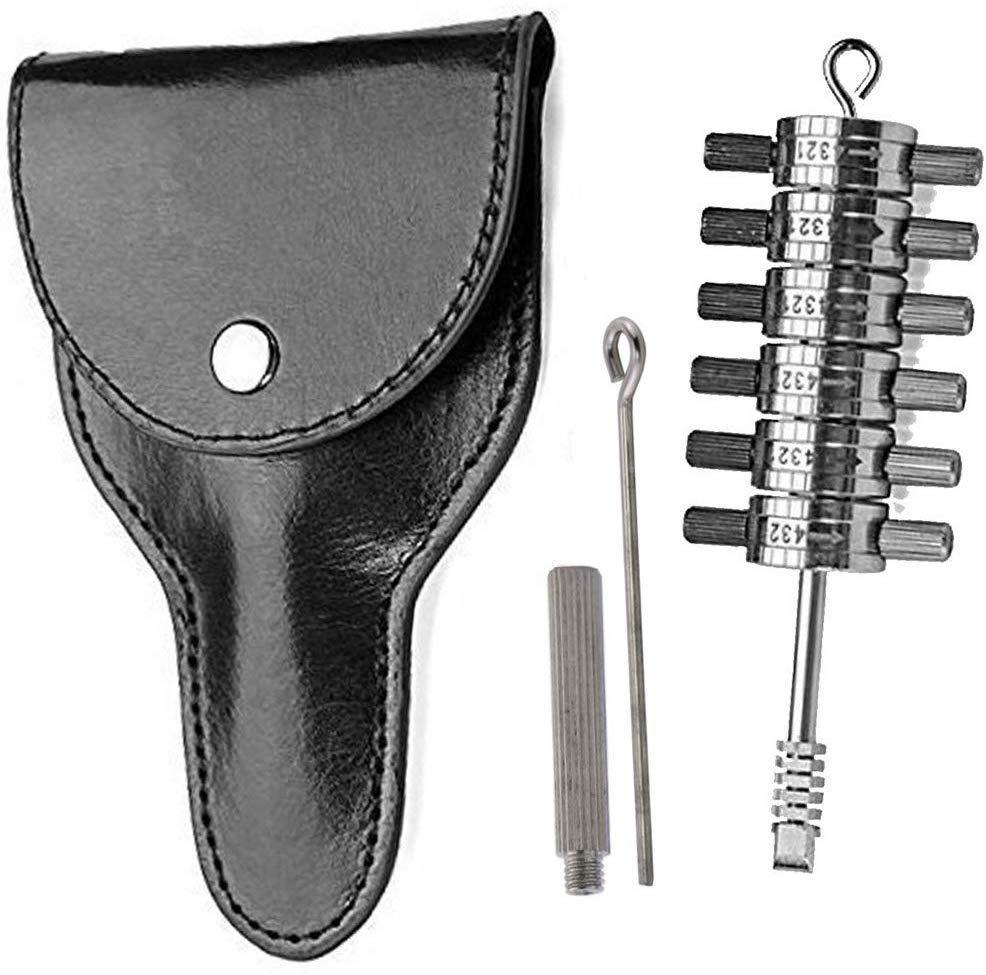 

Tibbie Pick & Decoder Hand Tool, 6 Cylinder Reader Automotive Lock Pick Tools Locksmith Tools with Leather Case