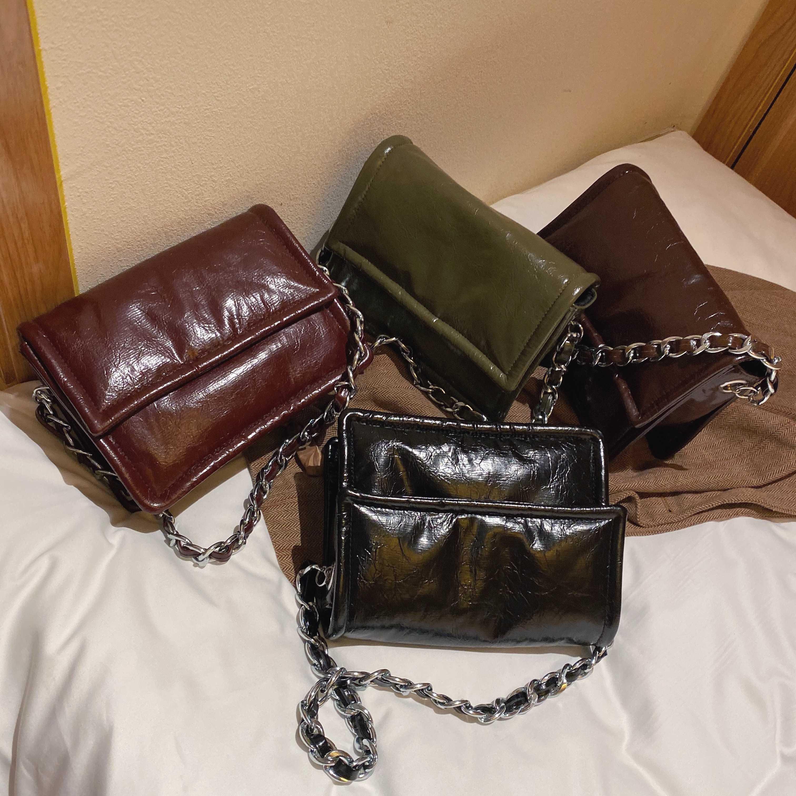 Designer-Women Casual Shoulder Bag Solid Color PU Leather Shoulder Bag for Women Chain Crossbody Messenger Female Winter Handbags