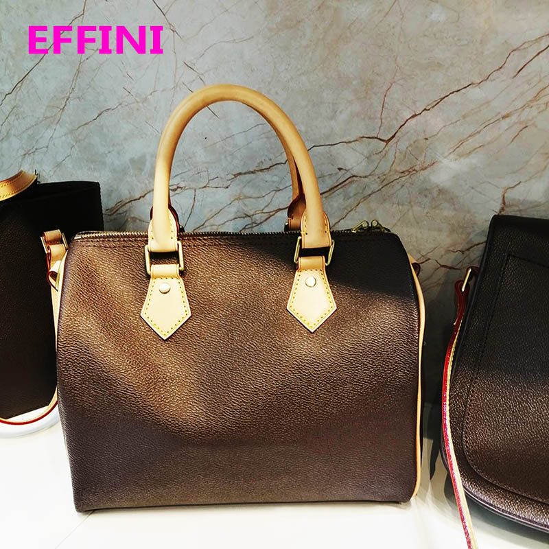 

35cm Speedy 30 Designer Bags Handbags Bandouliere Tote White Brown Flower Purses Women Fashion Genuine Leather Shoulder Crossbody Bag Purse M40392, Invoice are not sold separately