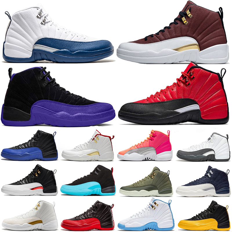 

New Arrival REVERSE FLU GAME DARK CONCOR 12 12s Basketball shoes Reverse Taxi Hot Punch FIBA Bulls Gym Red Mens Trainers Sports Sneakers