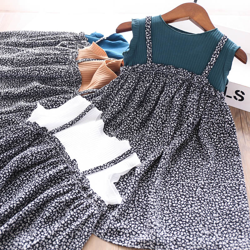 

2020 Summer Girls Floral Sleeveless Dress Wholesale Children's Clothing, White