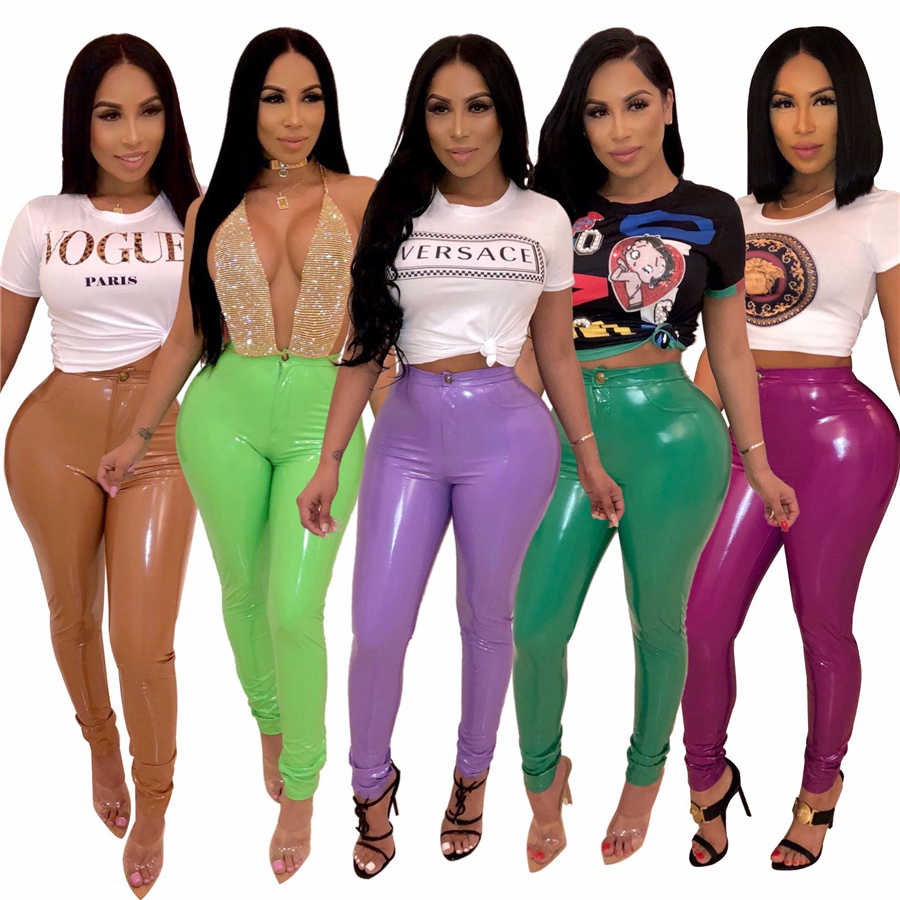 purple leather pants womens