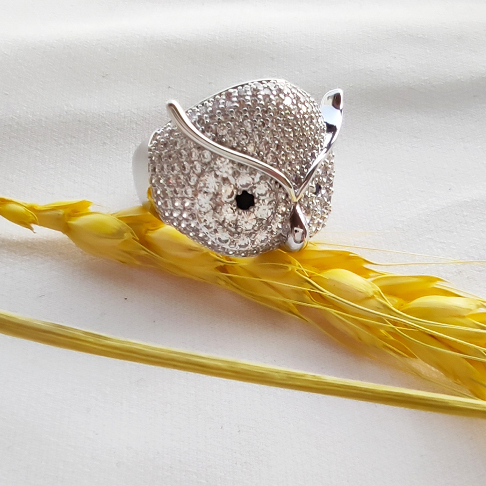 

Cute Animal ring Owl Jewelry Jewellery Full Crystal Zirconia Stones Pretty Women Party Rings