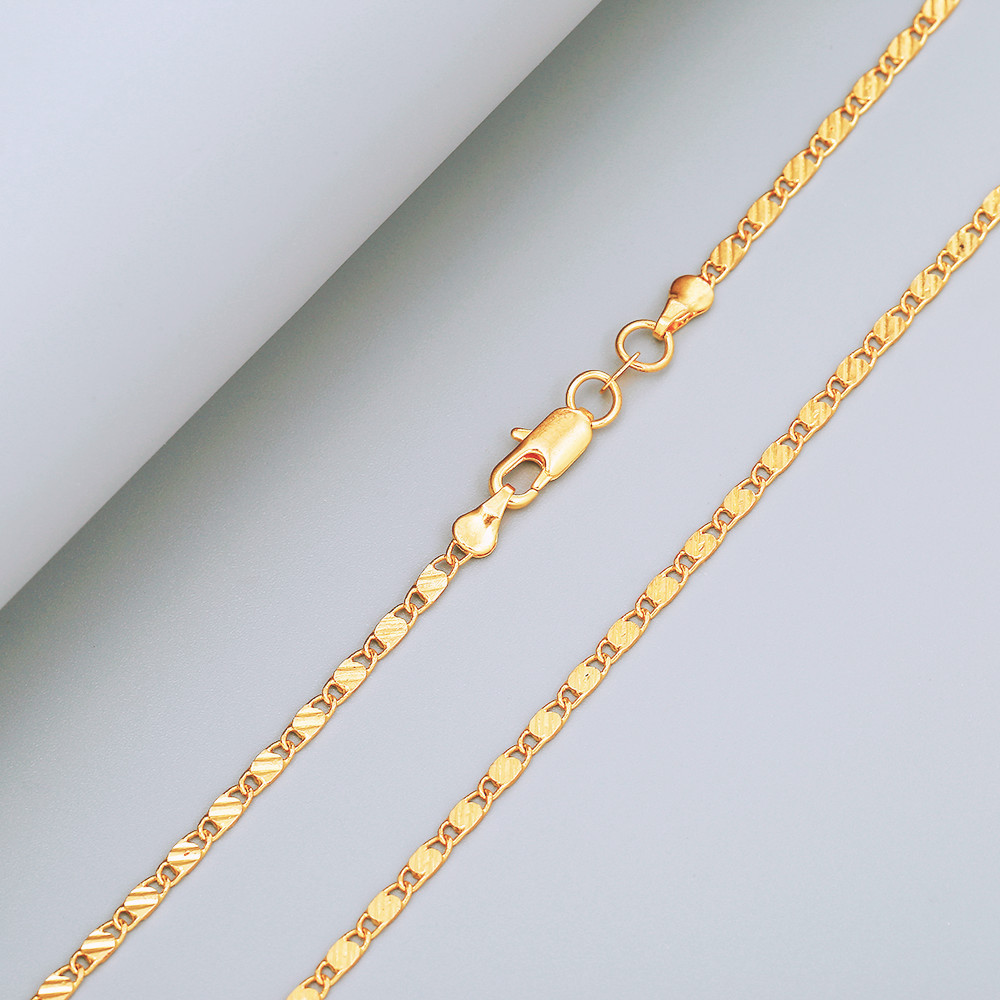 

Hot Selling 18k Gold Plated link Chain Chockers Fashion Womens 2mm Wide Gold Necklace Jewelry Gifts 16-30 inch