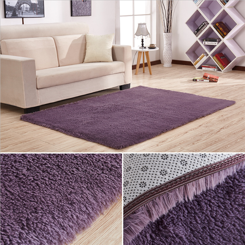 

Wool Soft Carpet For Bedroom Living Room Home Floor Mat Office Chair Shaggy Long Hair Nordic Rug A005D, Light purple