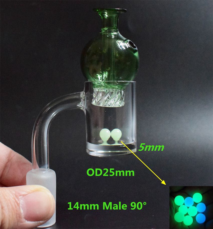 

5mm Bottom Quartz banger Flat Top Quartz Nail with Terp Pearl Insert Glass bubble Cyclone Spinning Carb Cap for Glass Water Pipes