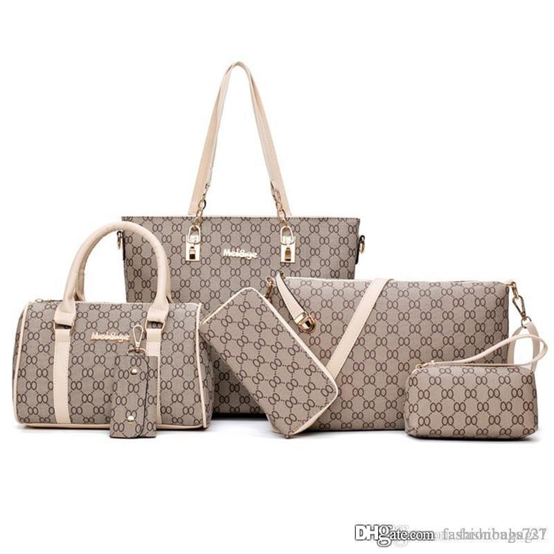 

Women Bag Luxury Handbags Designer Bags 5 Colors 6pcs Set Totes Shoulder Bags Cross Body Clutch Bags Cosmetic Card Holders Key Wallets, Black