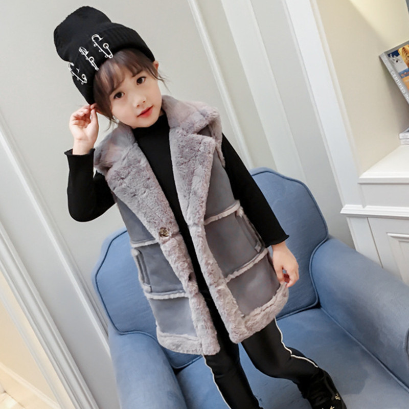

warm vest faux fur gray kids waistcoat baby clothing autumn fall