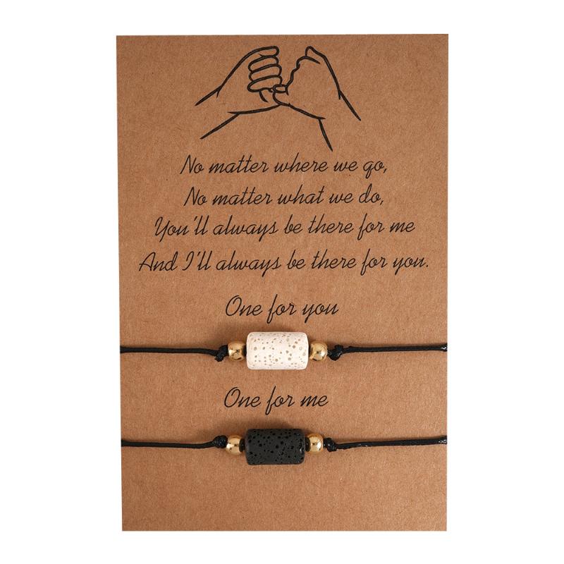 

QIDIAN Explosion Essential Oil Volcanic Stone Couple Bracelet Personalized Creative Wax Woven Card Bracelet Can Be Adjusted