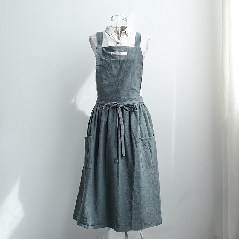 

Women Bib Apron Cotton Linen Home Cooking Florist Coffee Shop Bar
