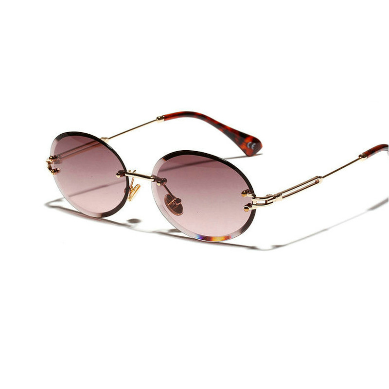 

Diamond Cut Retro Oval Sunglasses Women Crystal Textured Glasses No Borders JW555, White;black
